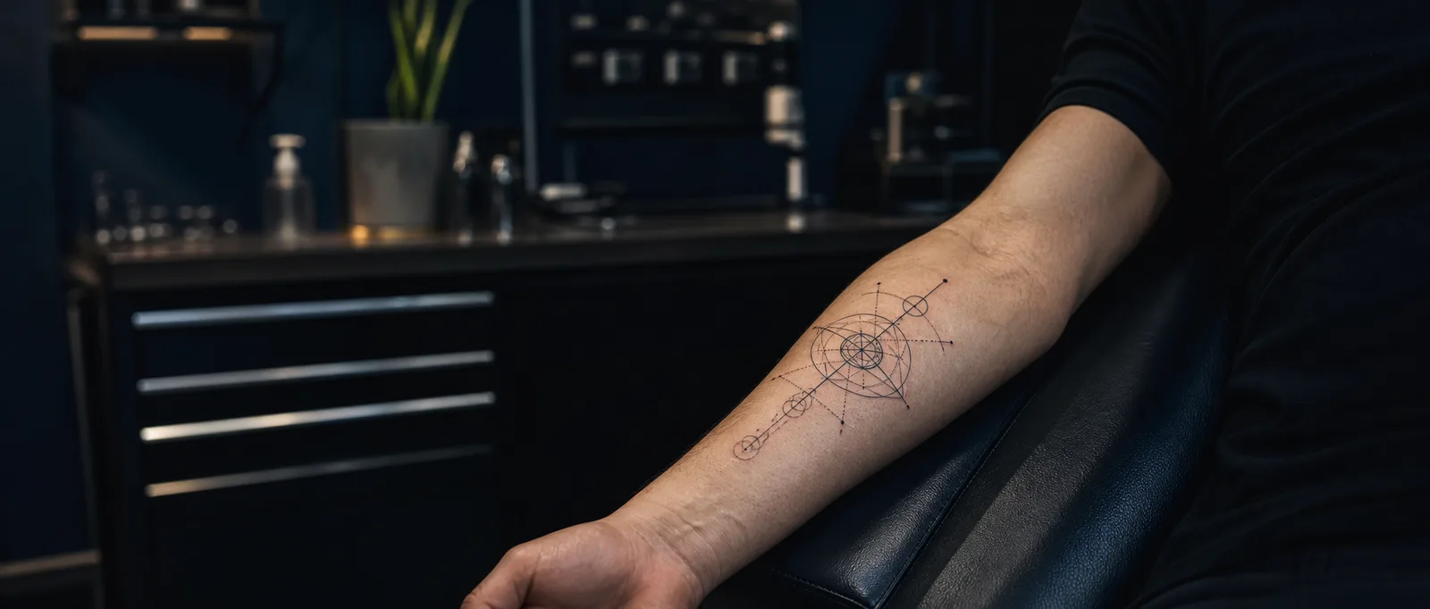 Geometric tattoo on a forearm