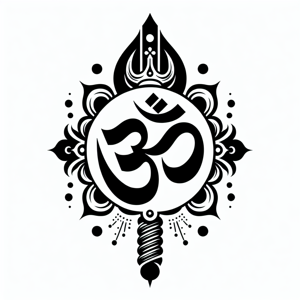 Tattoo of A trishul with Om in Black and White – Traditional