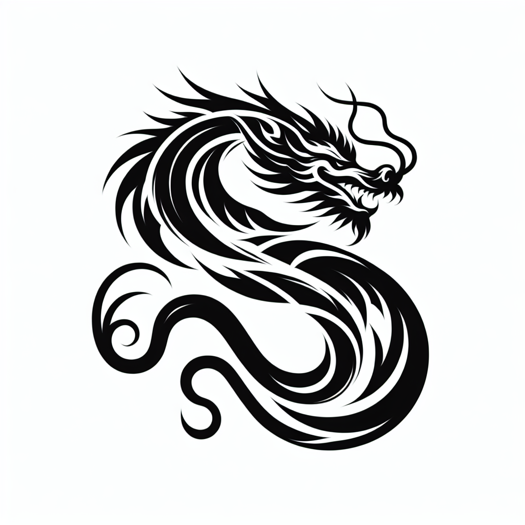 Tattoo of a a dragon in Black and White – Minimalist