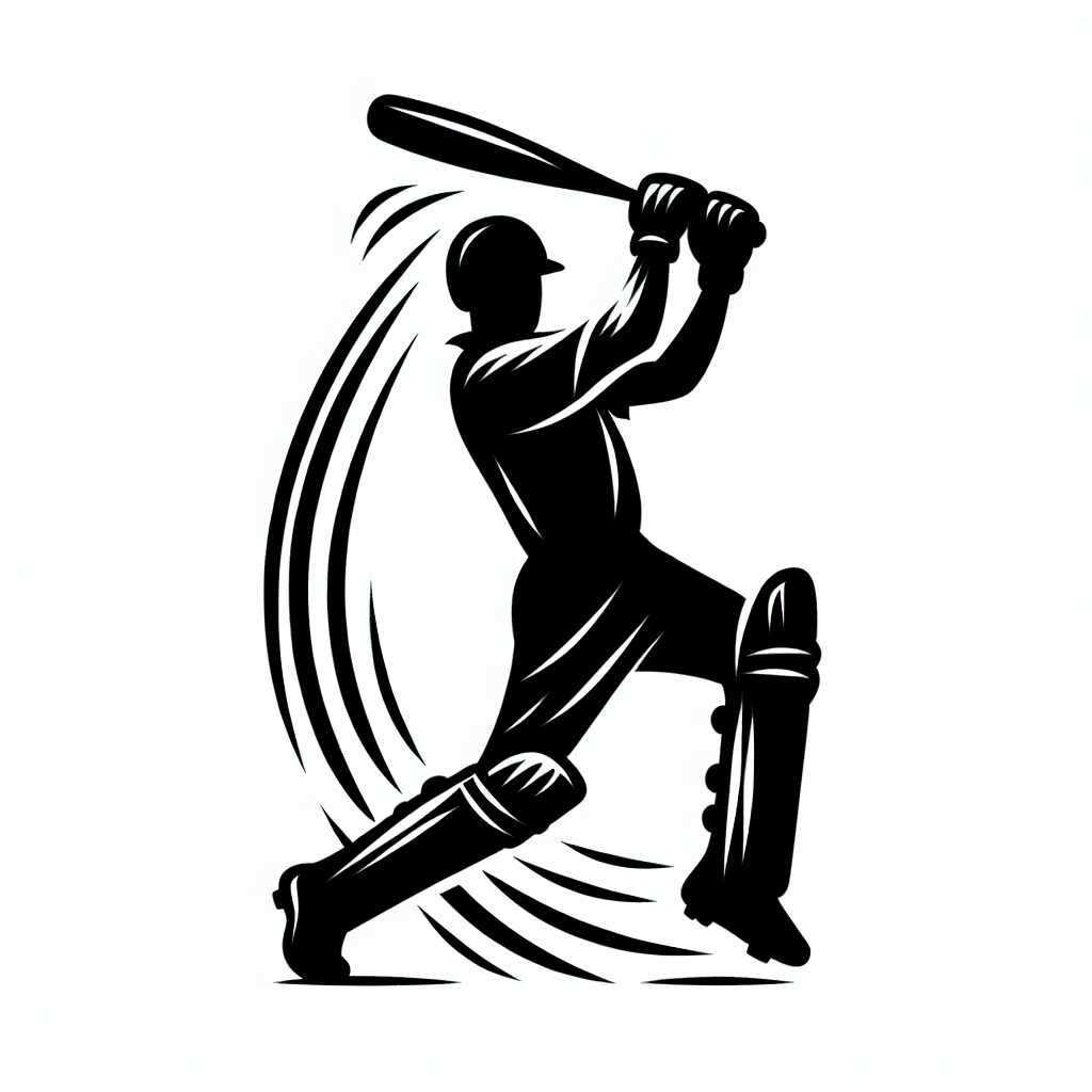 Tattoo of A silhouette of a batsman in mid-swing in Black and White – Fine Line