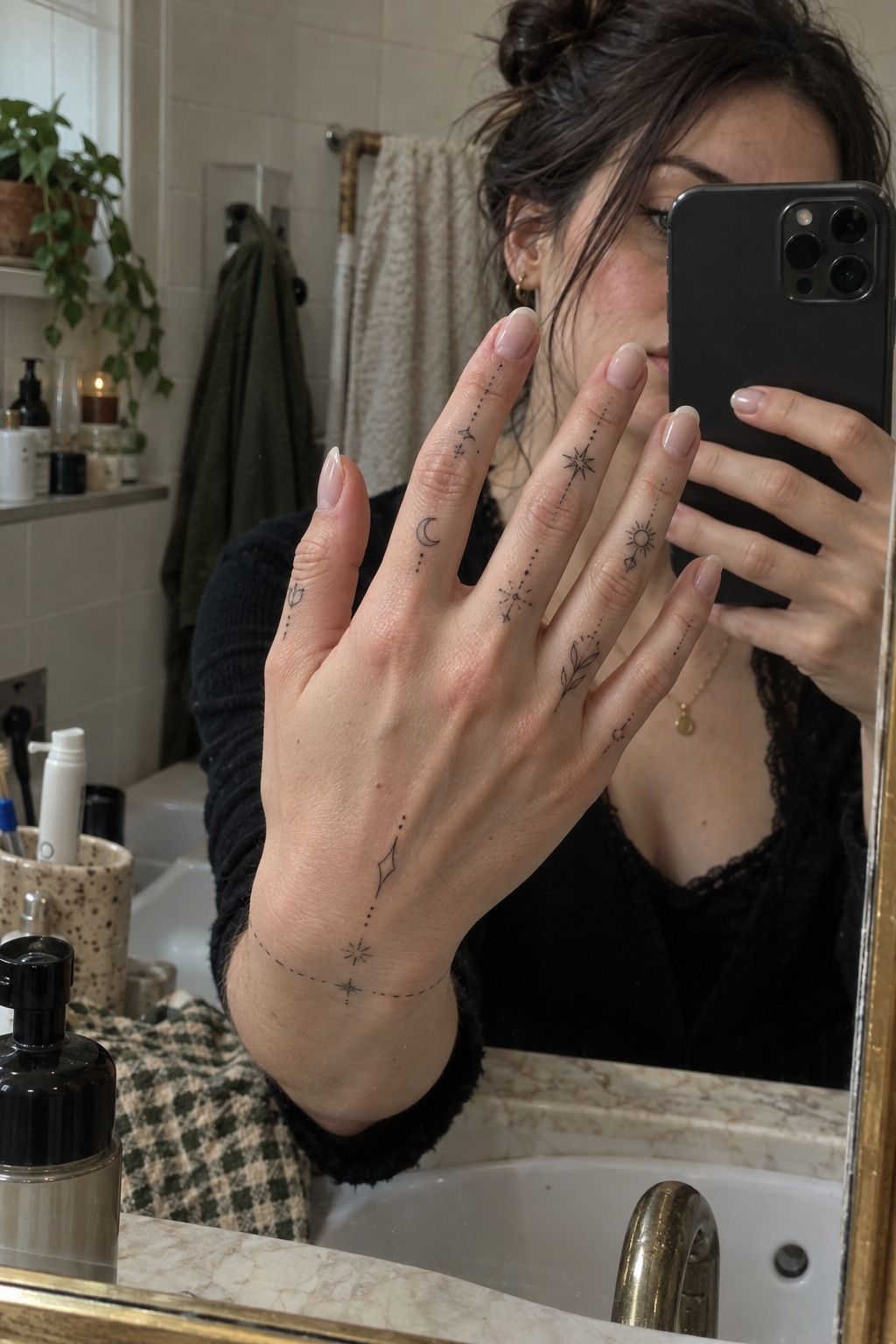 Fine Line Finger Symbols for Feminine Hands