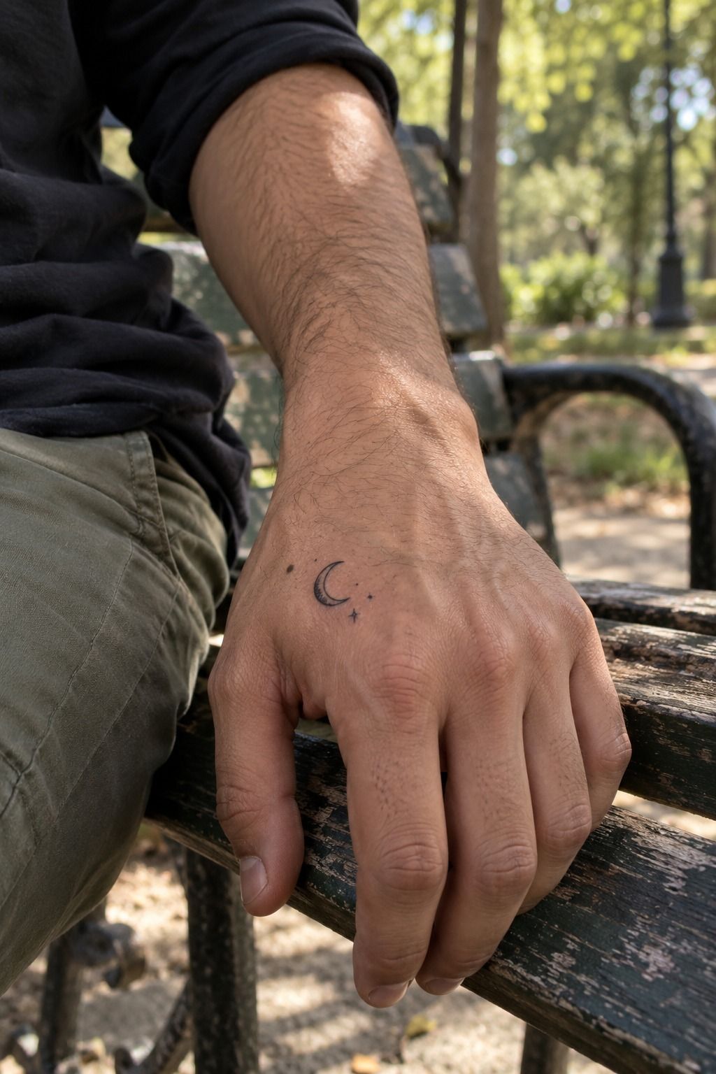 Minimalist Crescent Moon Hand Ink