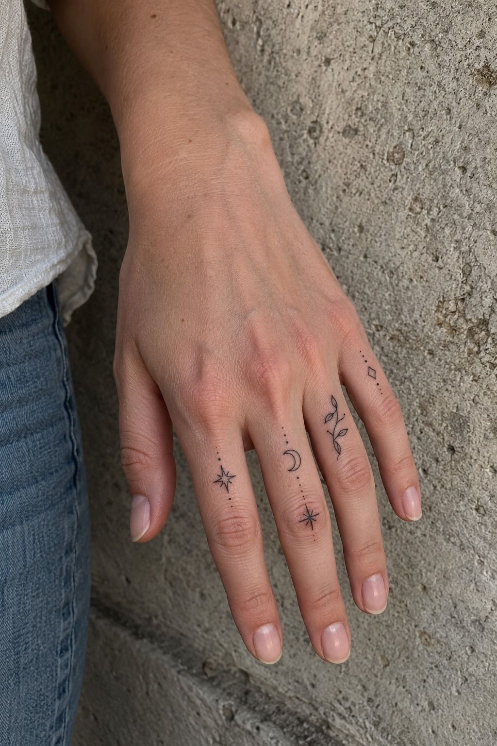 Tiny Matching Tattoos for Female Fingers