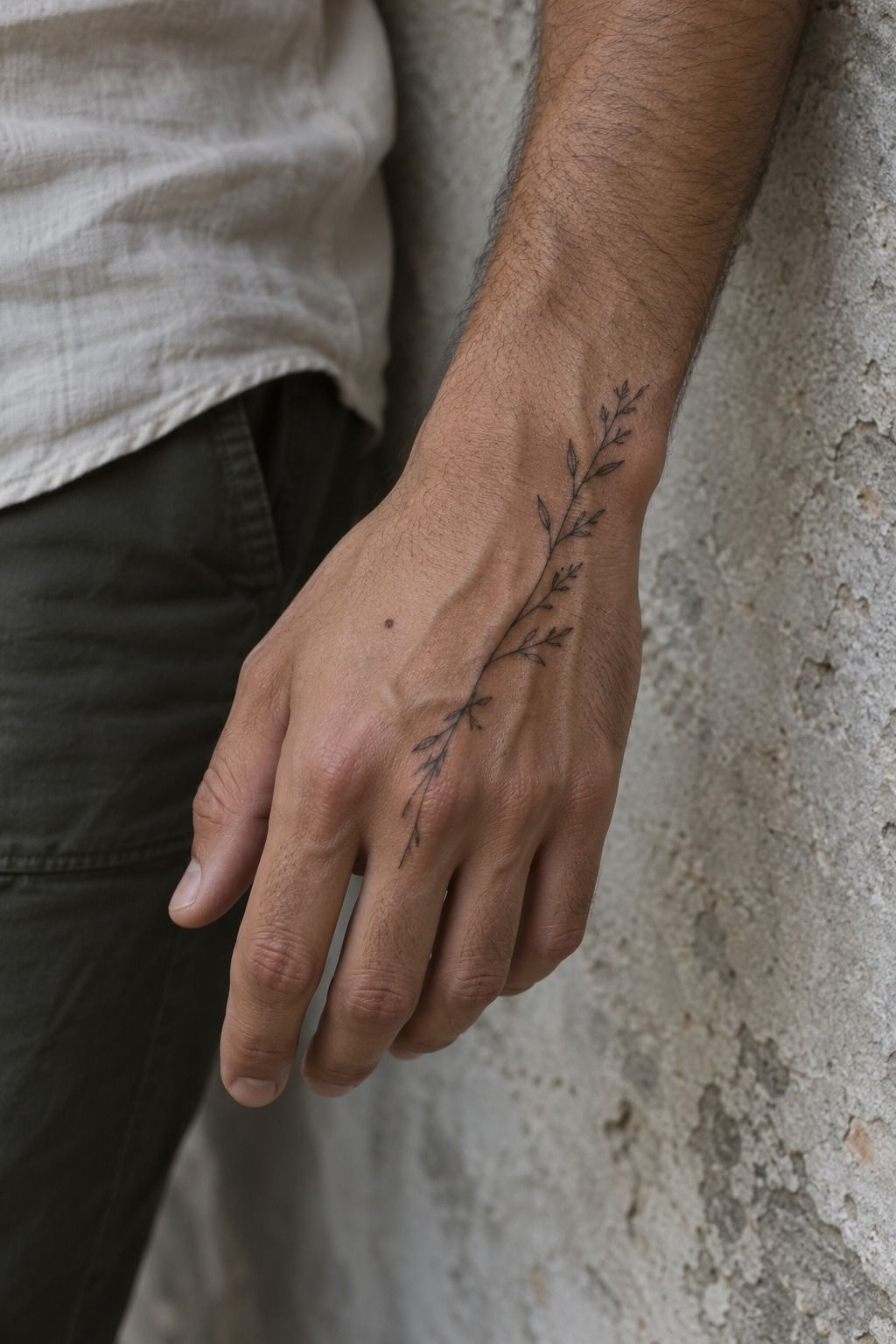 Grow a Small Botanical Sprig Across the Hand