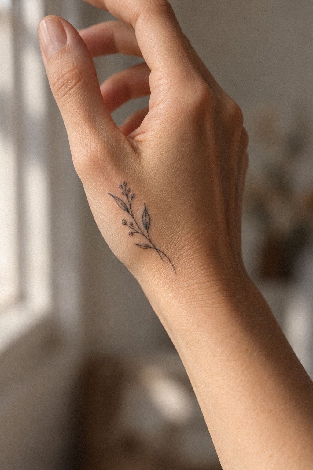 Tiny Botanical Delicate Side Hand Tattoos
