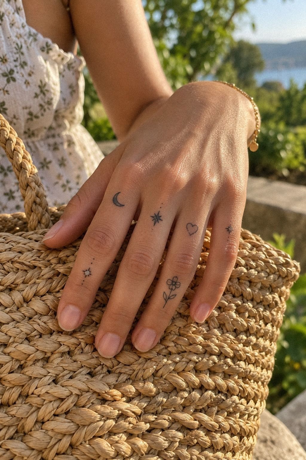 Unique Crescent Moon Knuckle Ink
