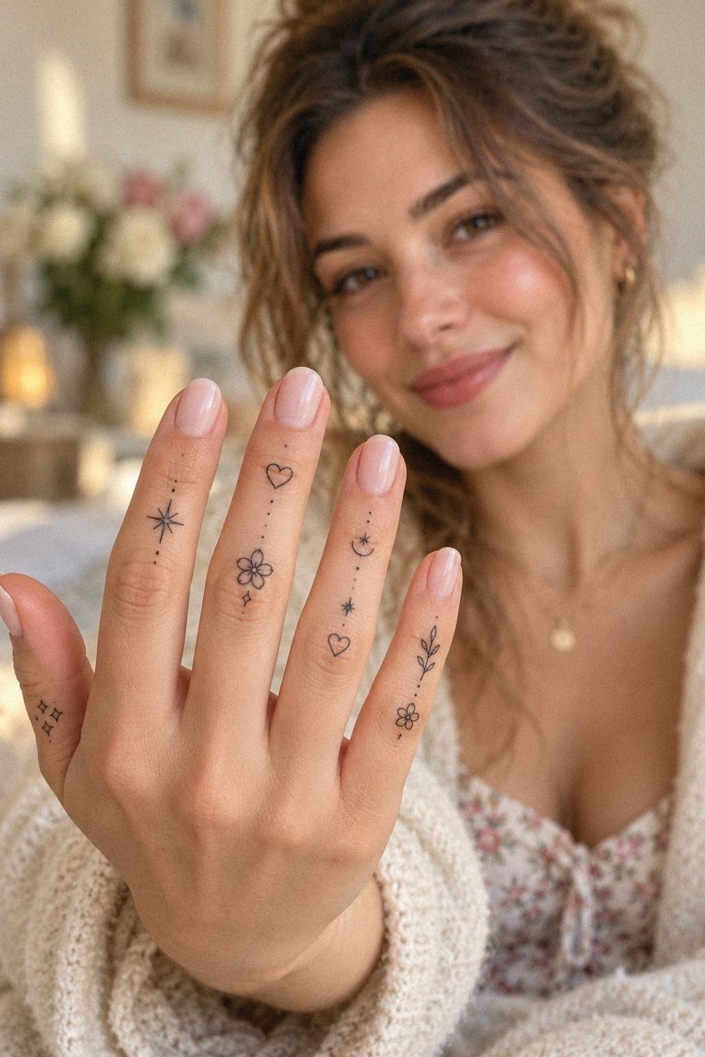 Delicate Birth Flower Finger Tattoo Designs