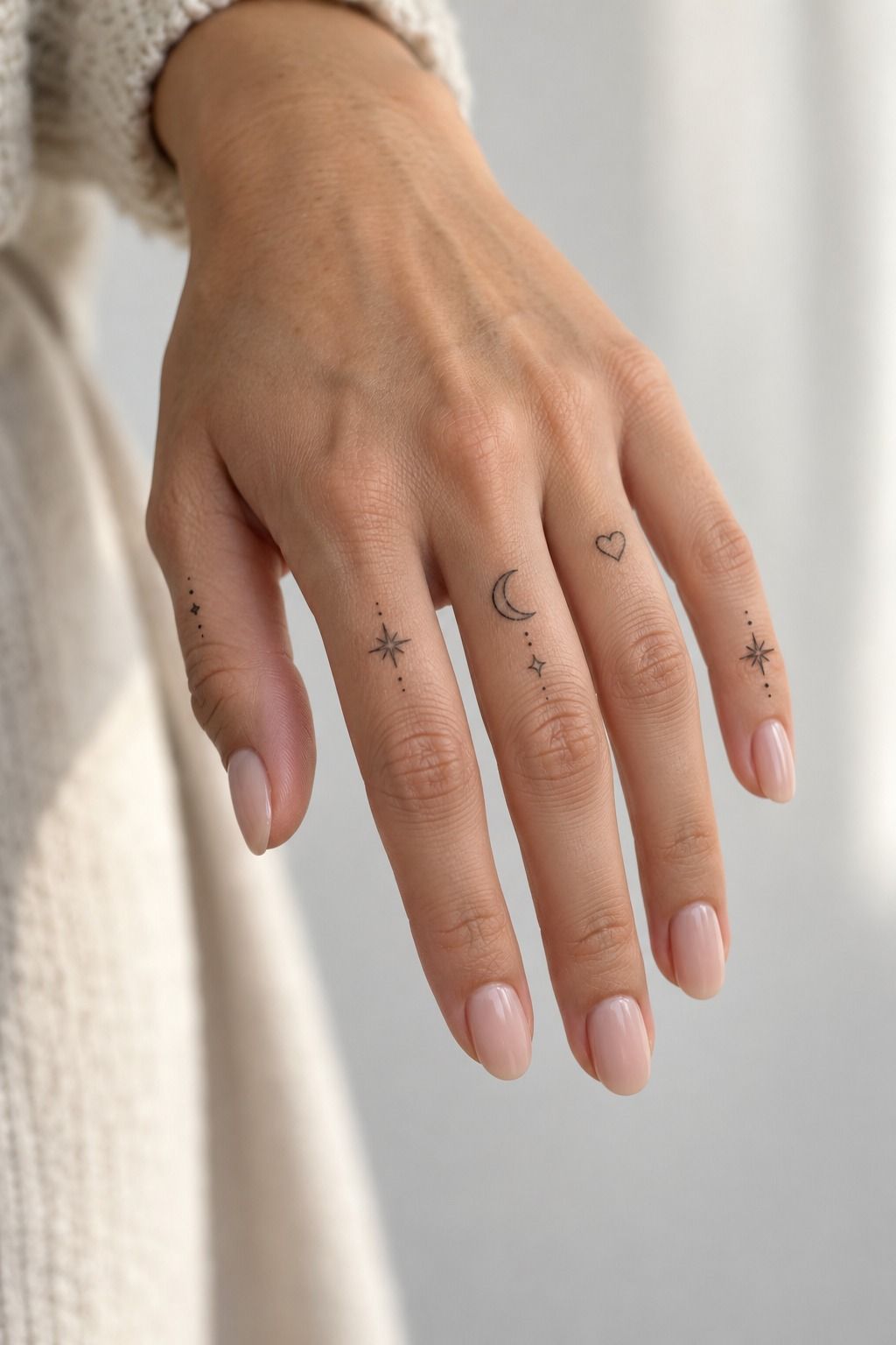 Whimsical Tiny Charm Finger Tattoos