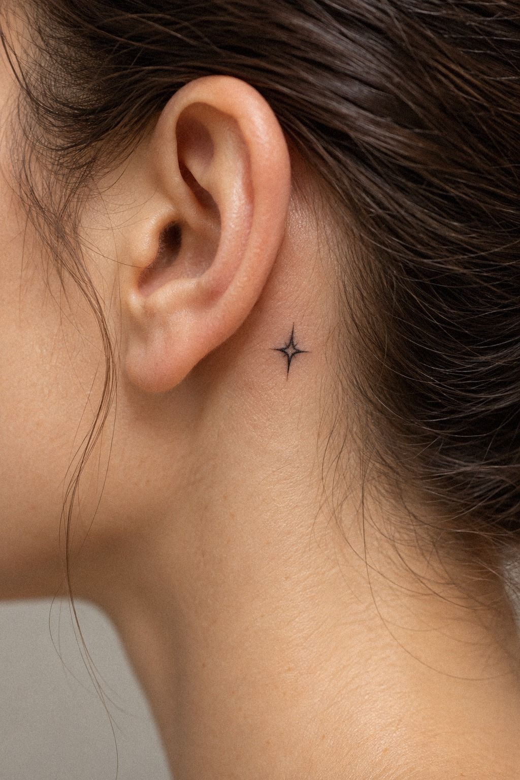 Tiny Crescent Behind the Ear Linework