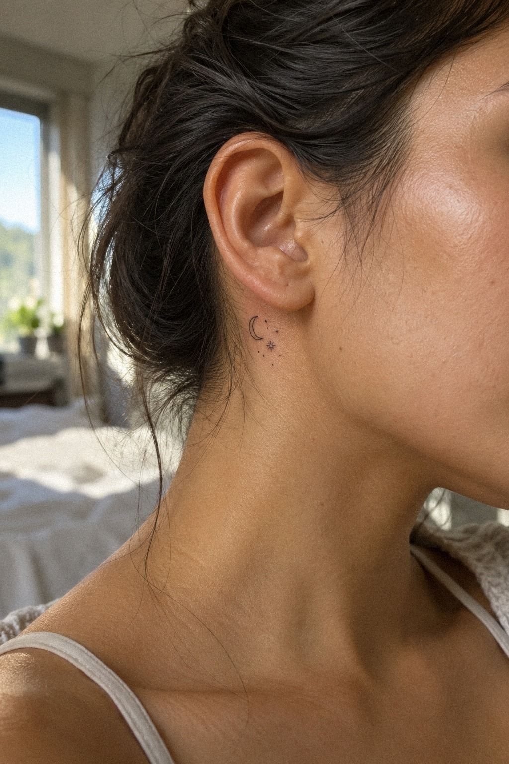 Minimalist Moon Phase Lobe Tattoo