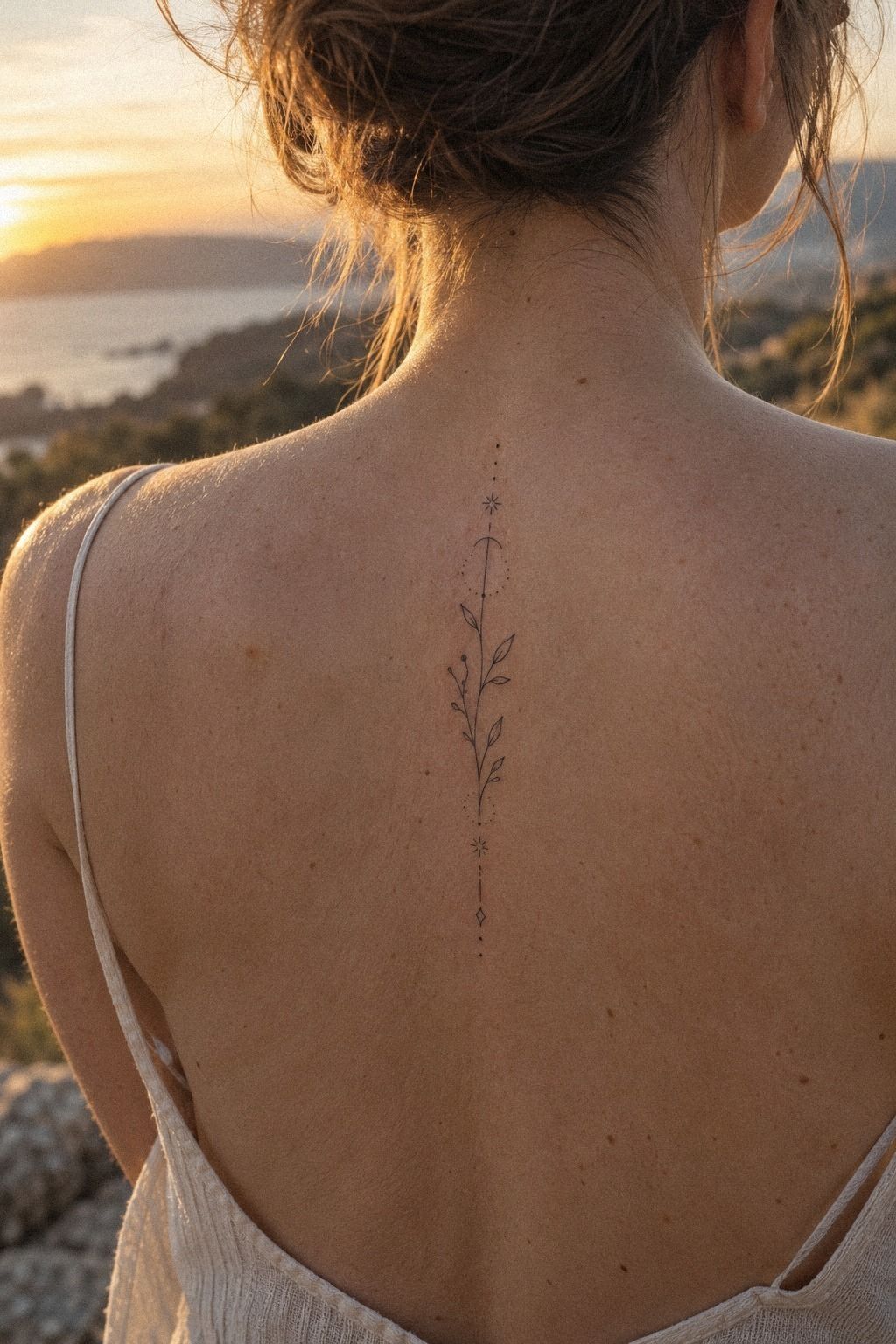 Small Minimalist Fine Line Spine Tattoo Ideas