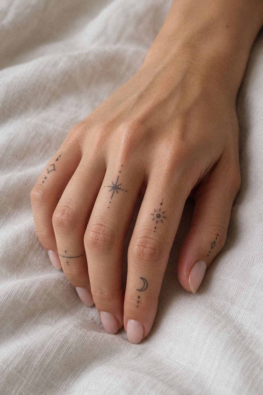 Tiny Symbol Tattoos Along Knuckle Creases