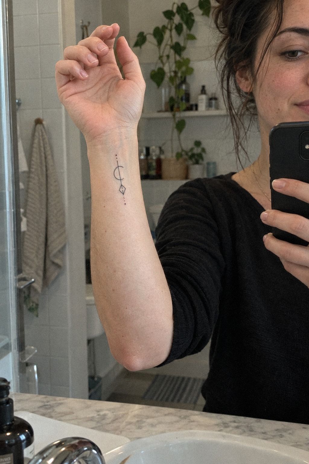 Bold Minimalist Hand Wrist Tattoos With Geometric Shapes