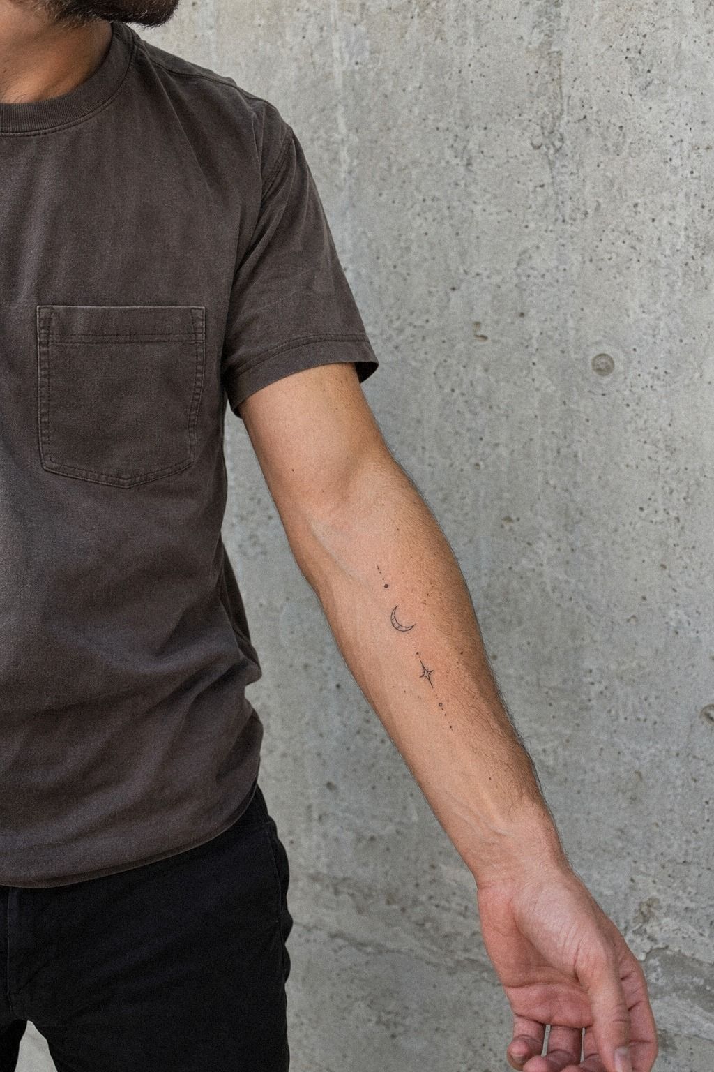 Pick tiny celestial symbols along the forearm