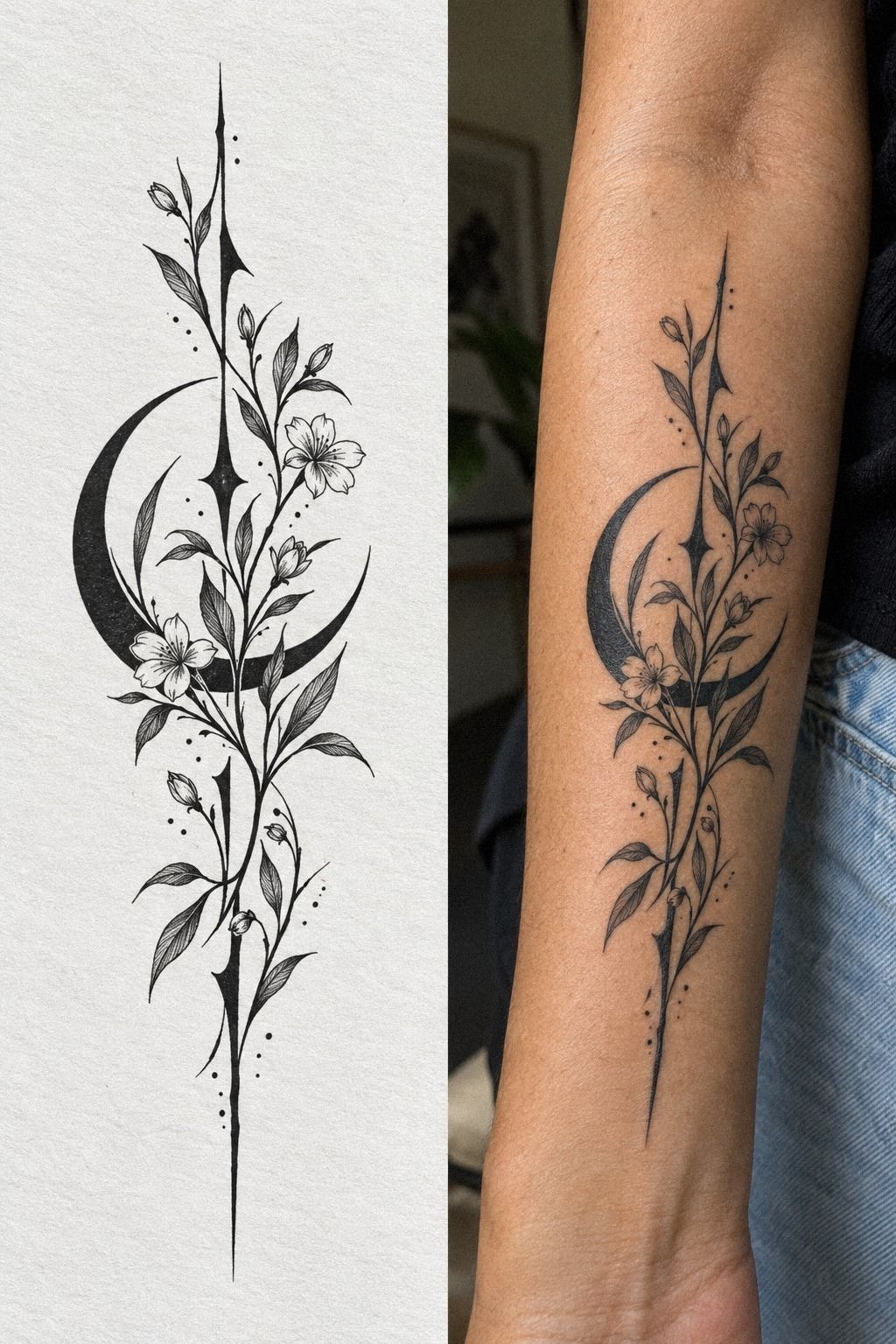 Balance fierce shapes with graceful botanical details