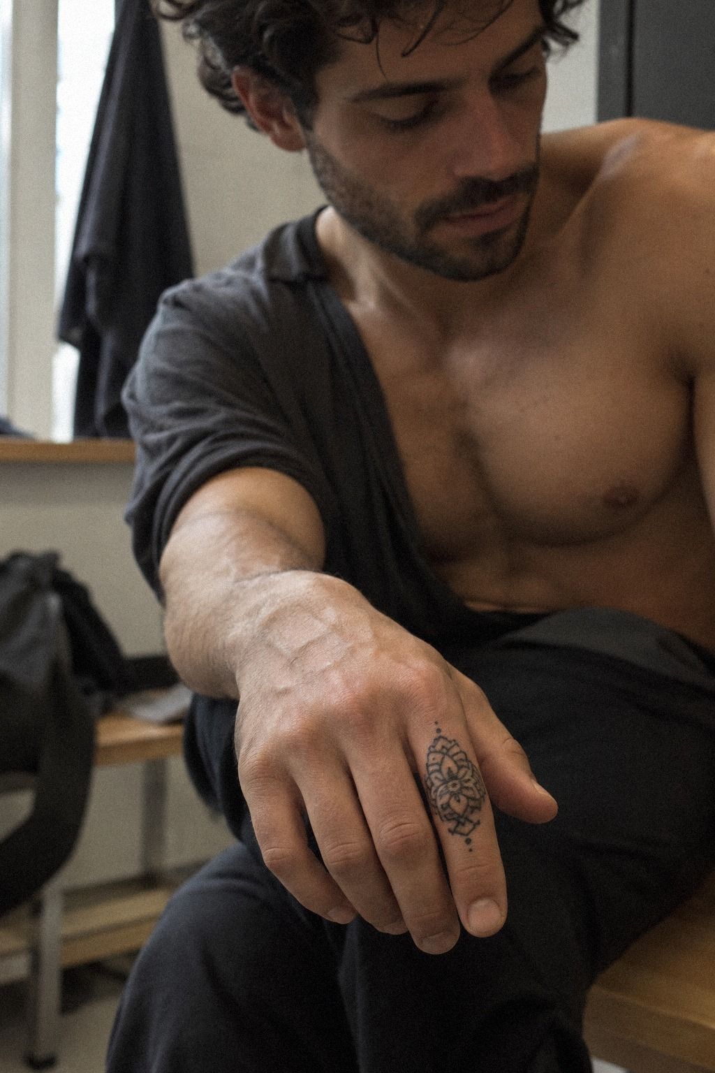 Bold Blackwork Small Mandala Tattoos on Fingers