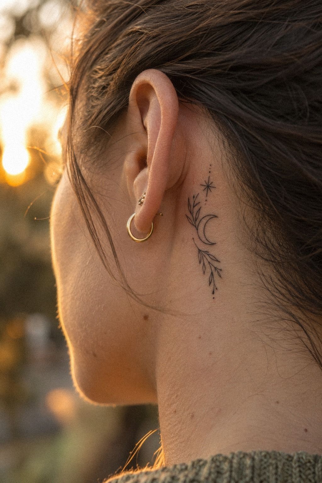Unique Small Minimal Tattoo Behind the Ear